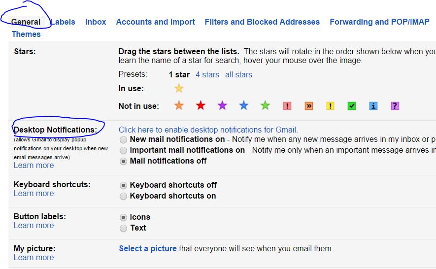 desktop notifications for gmail